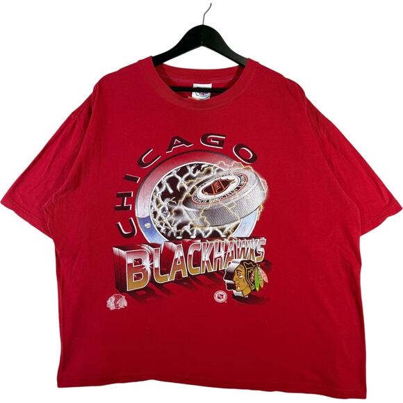Vintage Chicago Blackhawks Lightning Puck NHL Tee XXL